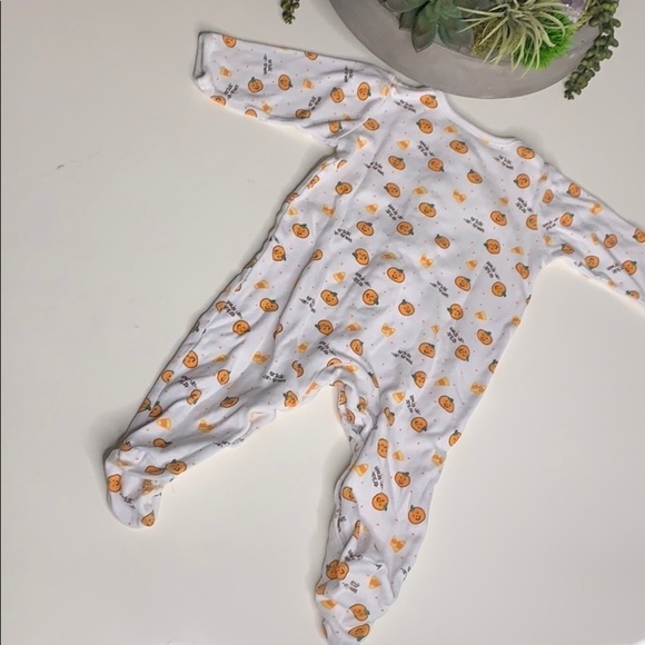 Little Me Trick or Treat Pumpkin Footed pajamas - Picture 6 of 7